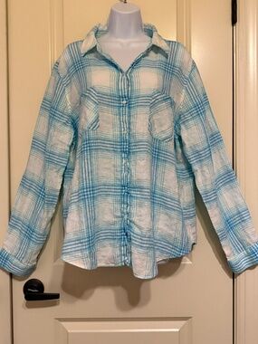 Lilly Pulitzer Sea View Linen Button Down Top size XL